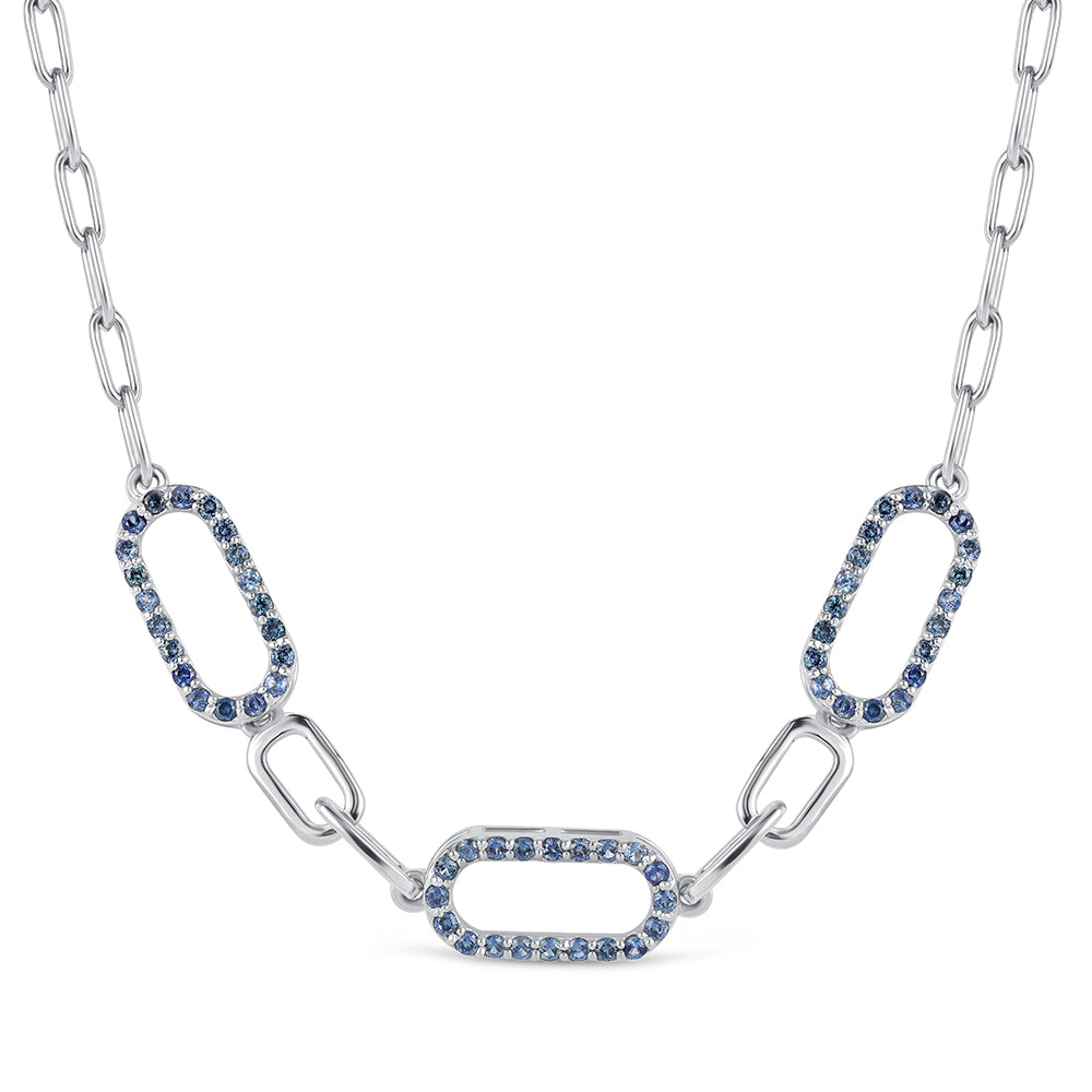 Colier din Argint 925 ( 8.09 grame ) cu Safir Albastru Australian 0.9 Carate