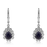 Cercei din Argint 925 ( 3.28 grame ) cu Safir Albastru Australian și Topaz Alb 3.27 Carate