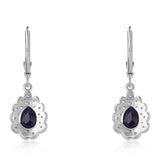 Cercei din Argint 925 ( 3.28 grame ) cu Safir Albastru Australian și Topaz Alb 3.27 Carate