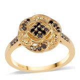 Inel din Argint 925 Placat cu Aur ( 3.86 grame ) cu Diamant Negru 0.27 Carate