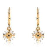 Cercei din Argint 925 Placat cu Aur ( 1.77 grame ) cu Diamant Negru și Topaz Alb 2.18 Carate