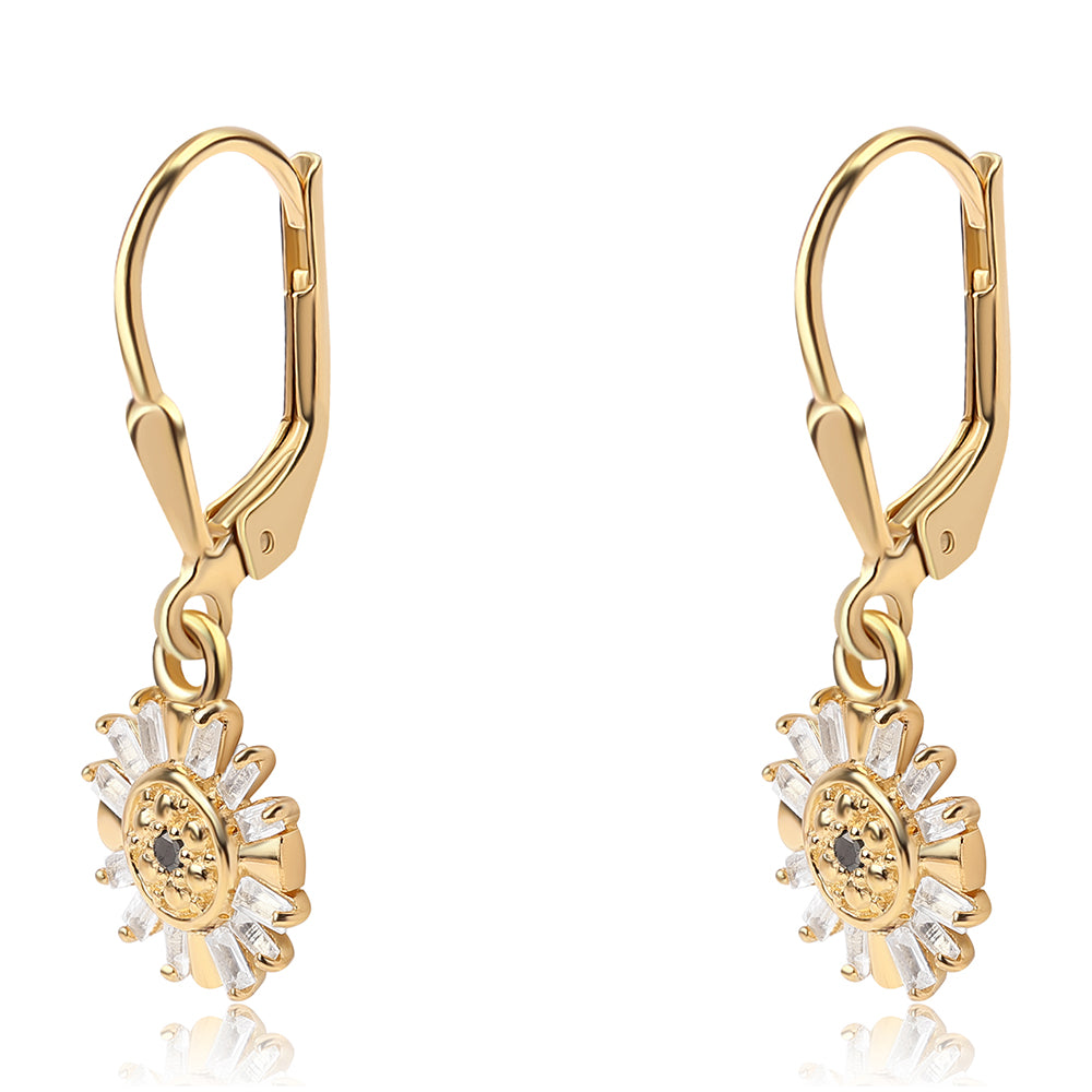 Cercei din Argint 925 Placat cu Aur ( 1.77 grame ) cu Diamant Negru și Topaz Alb 2.18 Carate