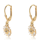 Cercei din Argint 925 Placat cu Aur ( 1.77 grame ) cu Diamant Negru și Topaz Alb 2.18 Carate