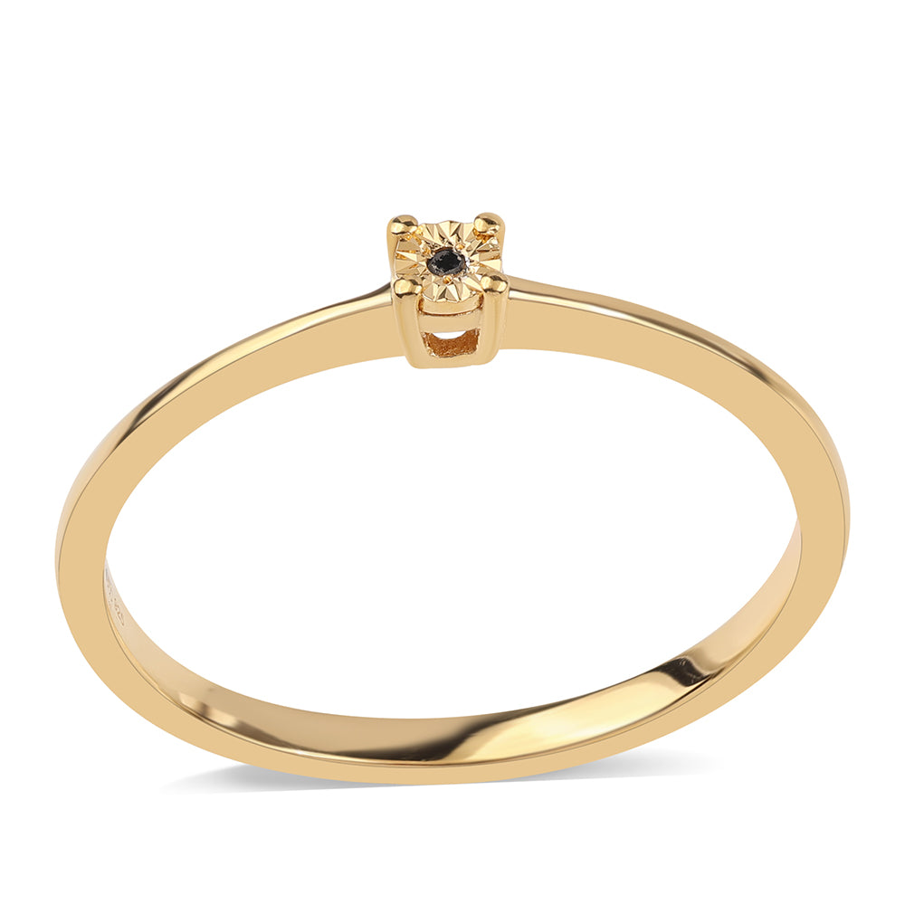 Inel din Argint 925 Placat cu Aur ( 1.36 grame ) cu Diamant Negru 0.06 Carate