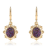 Cercei din Argint 925 Placat cu Aur ( 4.4 grame ) cu Drusă Violet 5.31 Carate