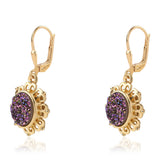 Cercei din Argint 925 Placat cu Aur ( 4.4 grame ) cu Drusă Violet 5.31 Carate