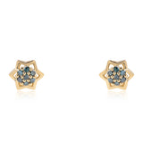Cercei din Argint 925 Placat cu Aur ( 1.27 grame ) cu Diamant Albastru 0.14 Carate