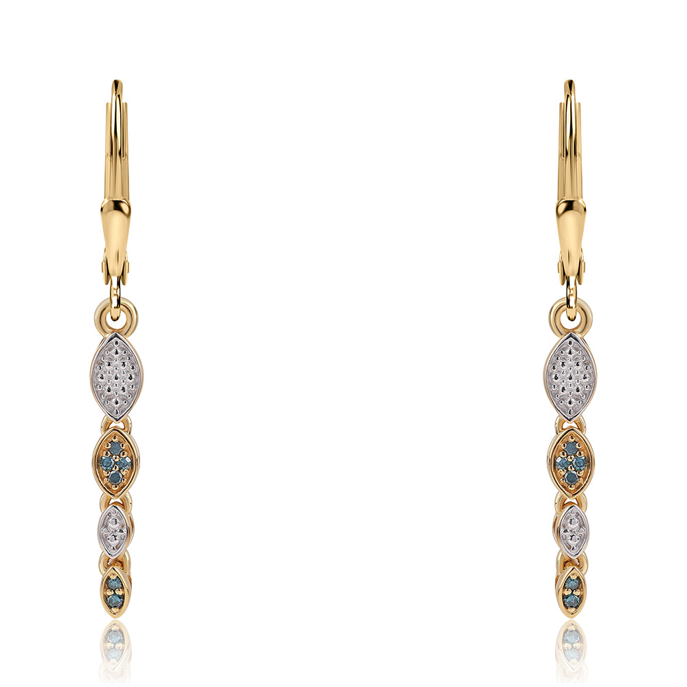 Cercei din Argint 925 Placat cu Aur ( 2.17 grame ) cu Diamant Albastru 0.18 Carate