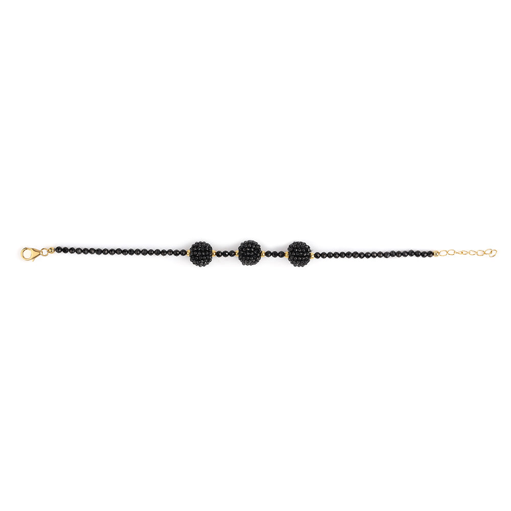 Brățară din Argint 925 Placat cu Aur ( 0.98 grame ) cu Spinel Negru 35 Carate