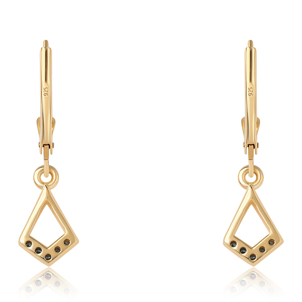 Cercei din Argint 925 Placat cu Aur ( 1.65 grame ) cu Diamant Albastru 0.1 Carate