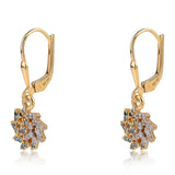 Cercei din Argint 925 Placat cu Aur ( 2.1 grame ) cu Diamant Albastru și Diamant Alb 0.26 Carate
