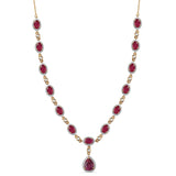 Colier din Argint 925 Placat cu Aur ( 9.24 grame ) cu Rubin Mozambic și Topaz Alb 12.36 Carate