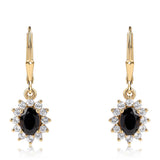 Cercei din Argint 925 Placat cu Aur ( 2.89 grame ) cu Spinel Negru și Topaz Alb 2.94 Carate