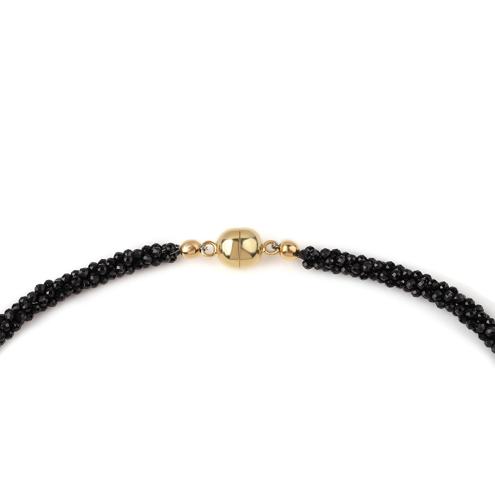 Colier din Argint 925 Placat cu Aur ( 3.32 grame ) cu Spinel Negru 99.8 Carate