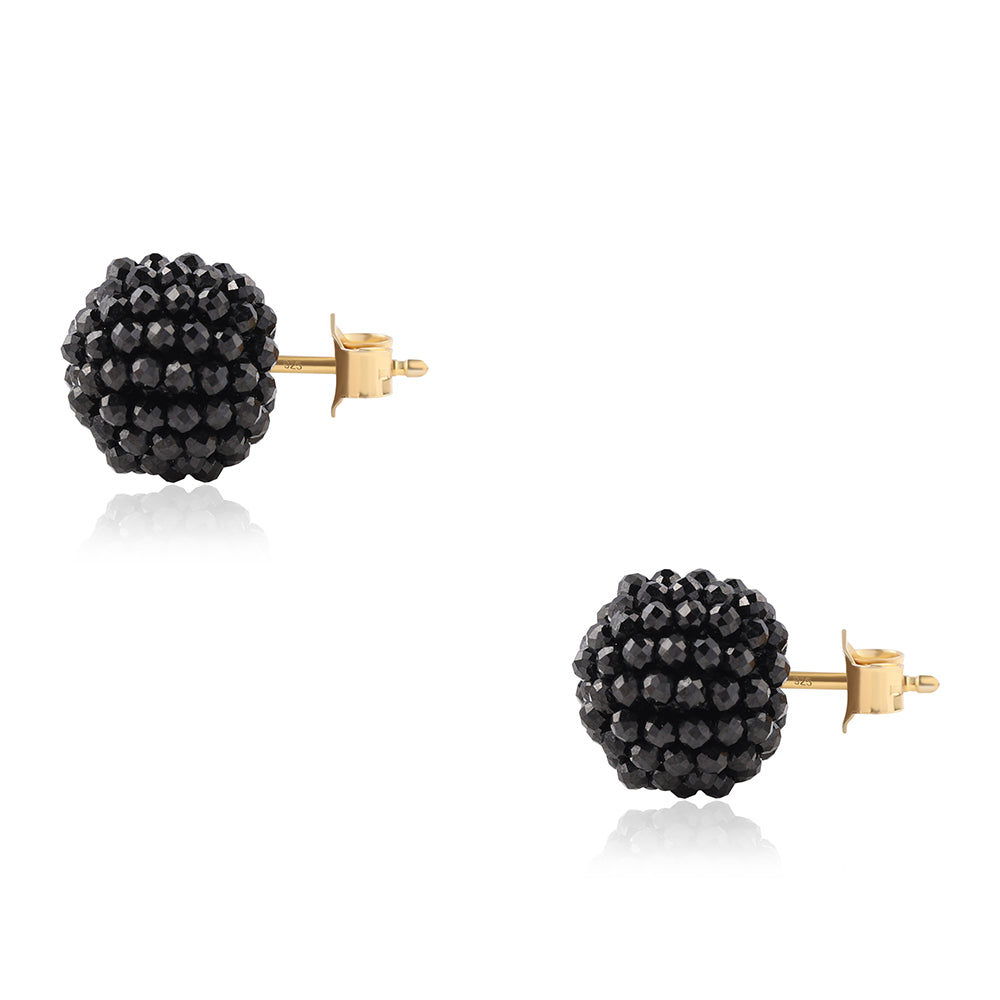 Cercei din Argint 925 Placat cu Aur ( 0.39 grame ) cu Spinel Negru 21.5 Carate