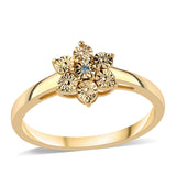 Inel din Argint 925 Placat cu Aur ( 2.42 grame ) cu Diamant Albastru 0.01 Carate