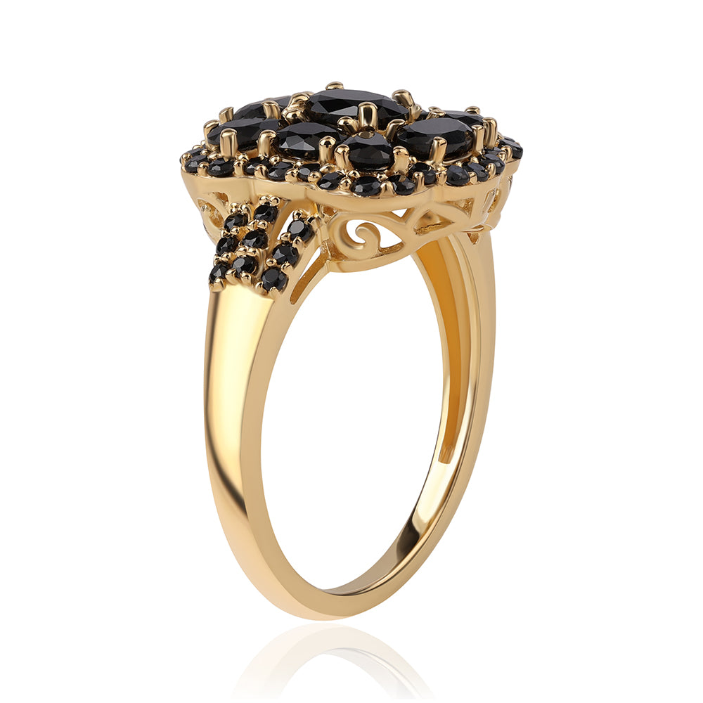 Inel din Argint 925 Placat cu Aur ( 3.7 grame ) cu Spinel Negru 3.28 Carate