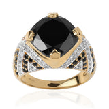 Inel din Argint 925 Placat cu Aur ( 6.15 grame ) cu Spinel Negru și Topaz Alb 9.72 Carate