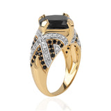 Inel din Argint 925 Placat cu Aur ( 6.15 grame ) cu Spinel Negru și Topaz Alb 9.72 Carate