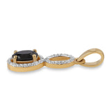 Pandantiv din Argint 925 Placat cu Aur ( 1.37 grame ) cu Spinel Negru și Topaz Alb 1.05 Carate
