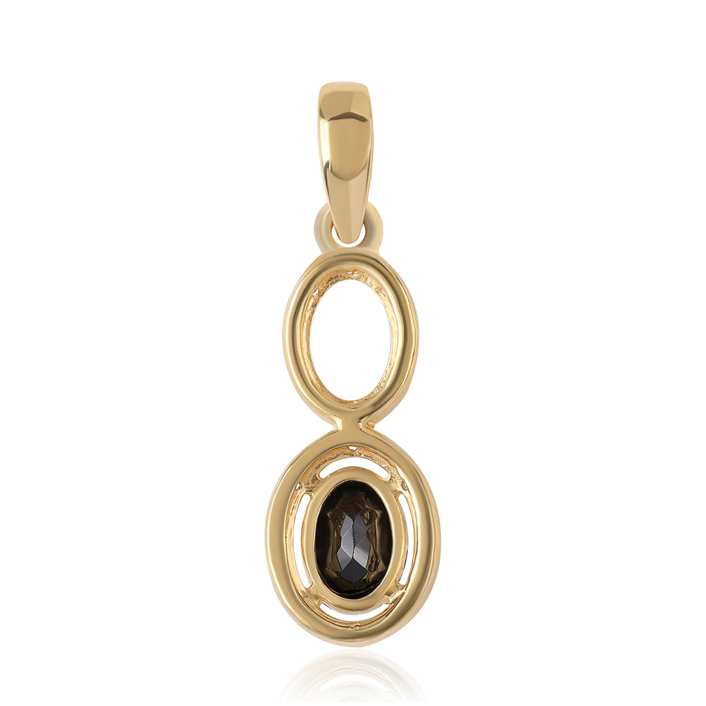 Pandantiv din Argint 925 Placat cu Aur ( 1.37 grame ) cu Spinel Negru și Topaz Alb 1.05 Carate