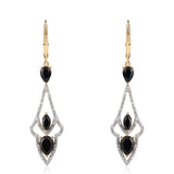 Cercei din Argint 925 Placat cu Aur ( 4.49 grame ) cu Spinel Negru și Topaz Alb 3.56 Carate