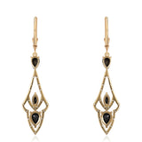 Cercei din Argint 925 Placat cu Aur ( 4.49 grame ) cu Spinel Negru și Topaz Alb 3.56 Carate