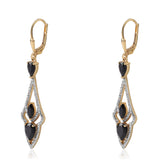Cercei din Argint 925 Placat cu Aur ( 4.49 grame ) cu Spinel Negru și Topaz Alb 3.56 Carate