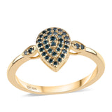 Inel din Argint 925 Placat cu Aur ( 1.76 grame ) cu Diamant Albastru 0.24 Carate