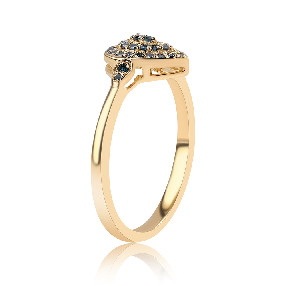 Inel din Argint 925 Placat cu Aur ( 1.76 grame ) cu Diamant Albastru 0.24 Carate