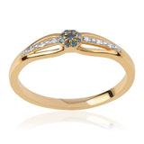 Inel din Argint 925 Placat cu Aur ( 1.9 grame ) cu Diamant Albastru și Diamant Alb 0.09 Carate