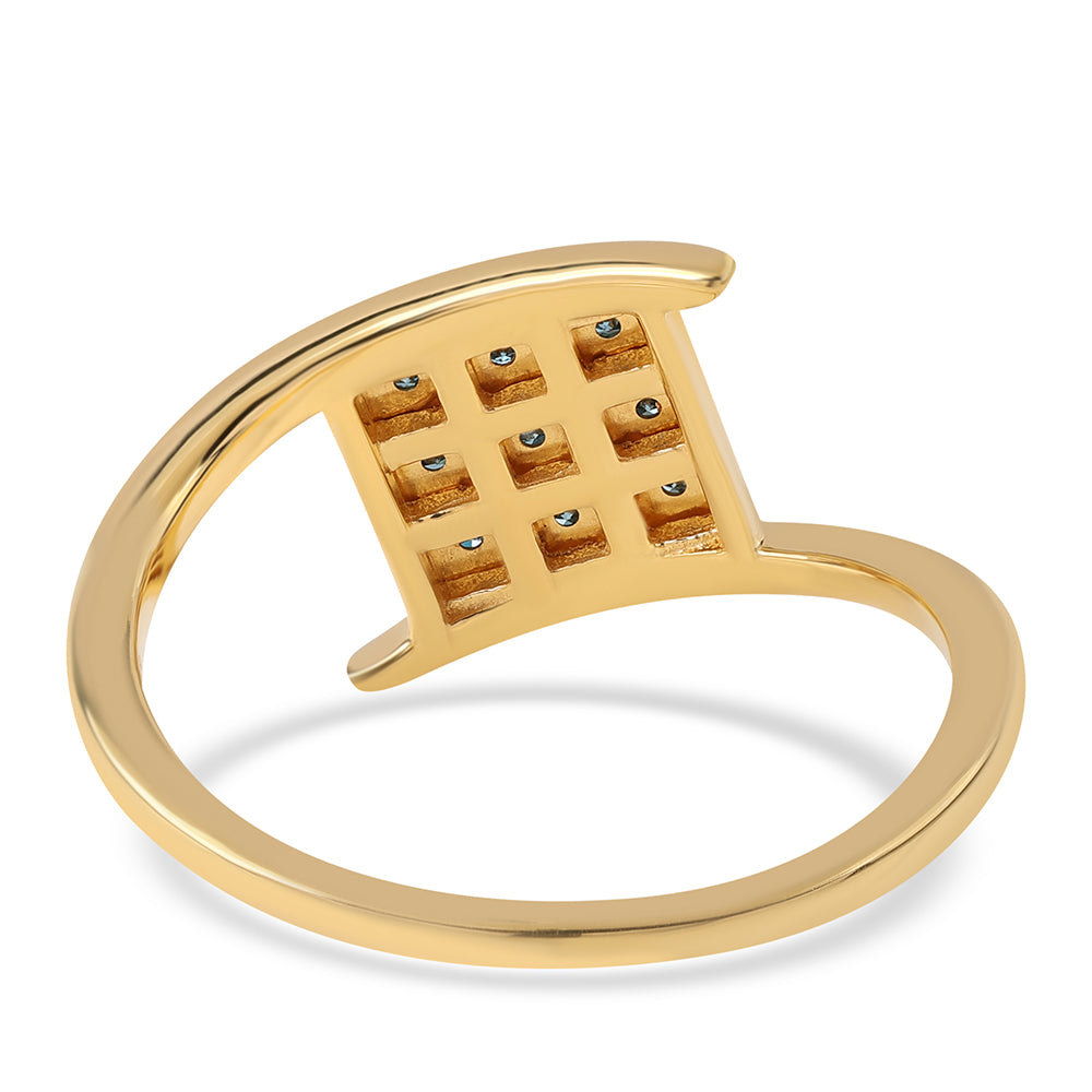 Inel din Argint 925 Placat cu Aur ( 2.83 grame ) cu Diamant Albastru 0.05 Carate