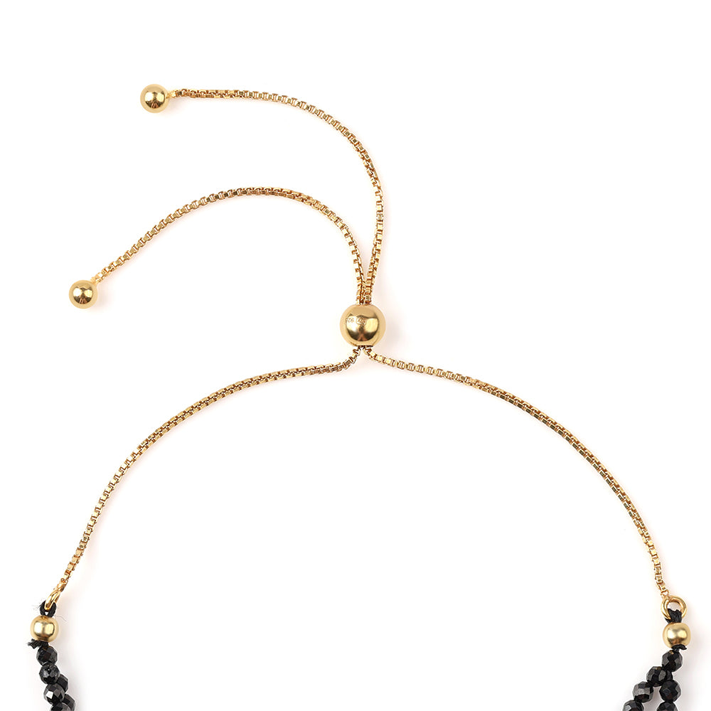 Brățară din Argint 925 Placat cu Aur ( 1.34 grame ) cu Spinel Negru 7.25 Carate