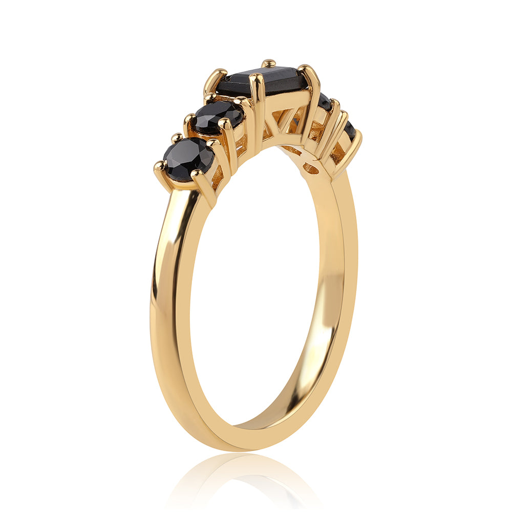 Inel din Argint 925 Placat cu Aur ( 2.2 grame ) cu Spinel Negru 1.04 Carate