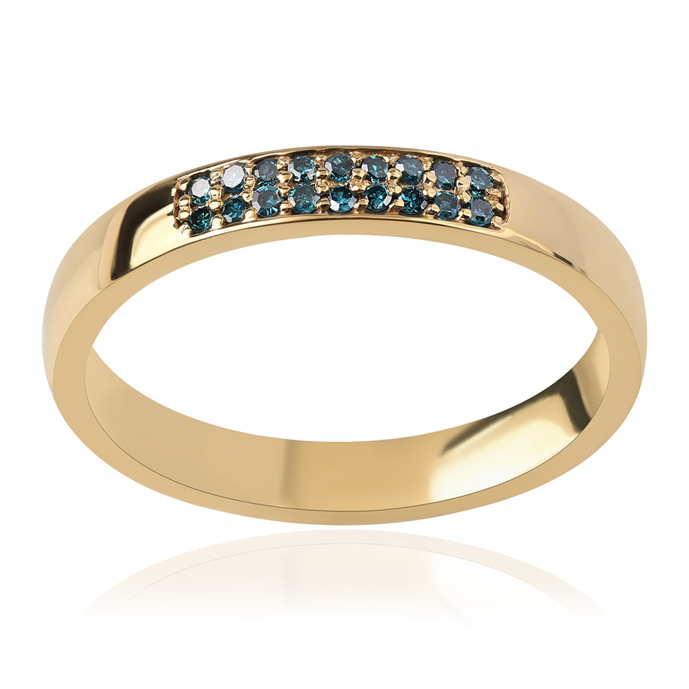 Inel din Argint 925 Placat cu Aur ( 3.06 grame ) cu Diamant Albastru 0.11 Carate
