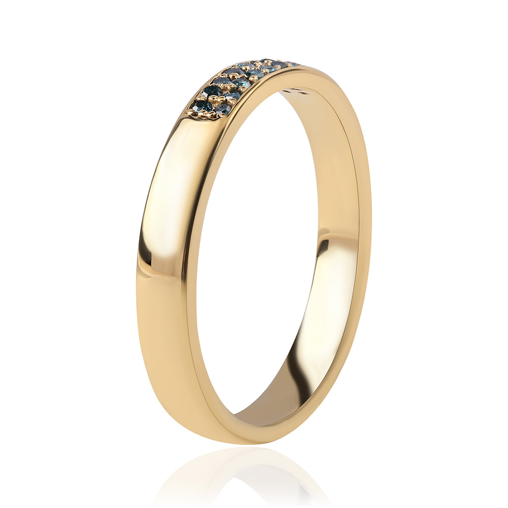 Inel din Argint 925 Placat cu Aur ( 3.06 grame ) cu Diamant Albastru 0.11 Carate