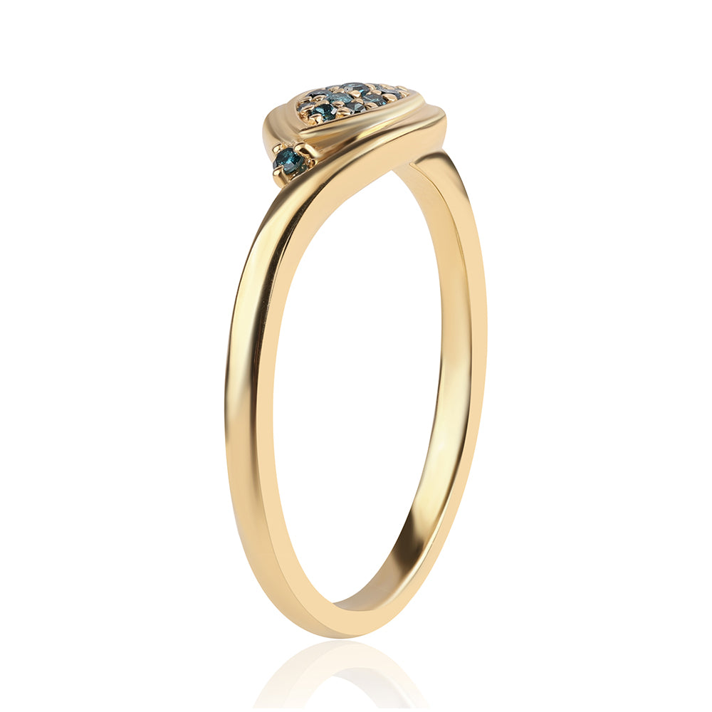 Inel din Argint 925 Placat cu Aur ( 2.12 grame ) cu Diamant Albastru 0.14 Carate