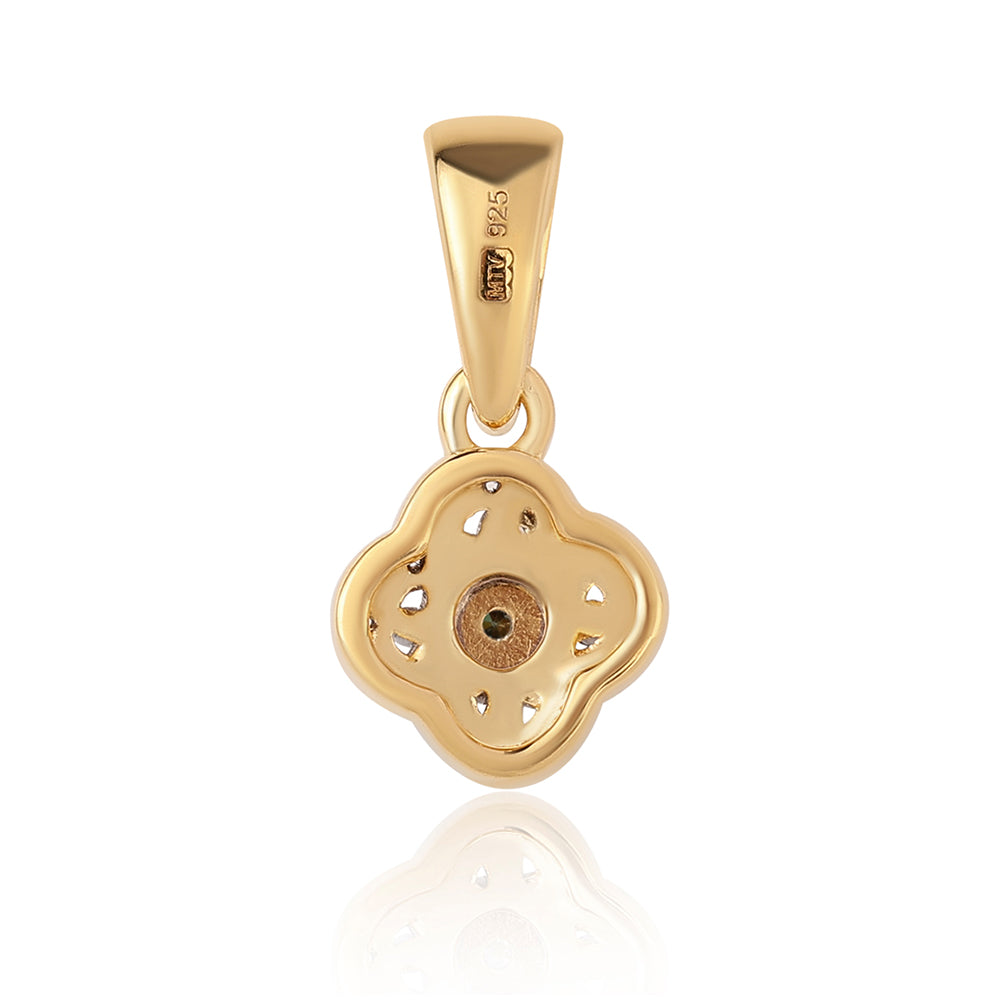 Set din Argint 925 Placat cu Aur ( 4.28 grame ) cu Diamant Albastru și Topaz Alb 0.17 Carate ( Cercei+Inel+Pandantiv )