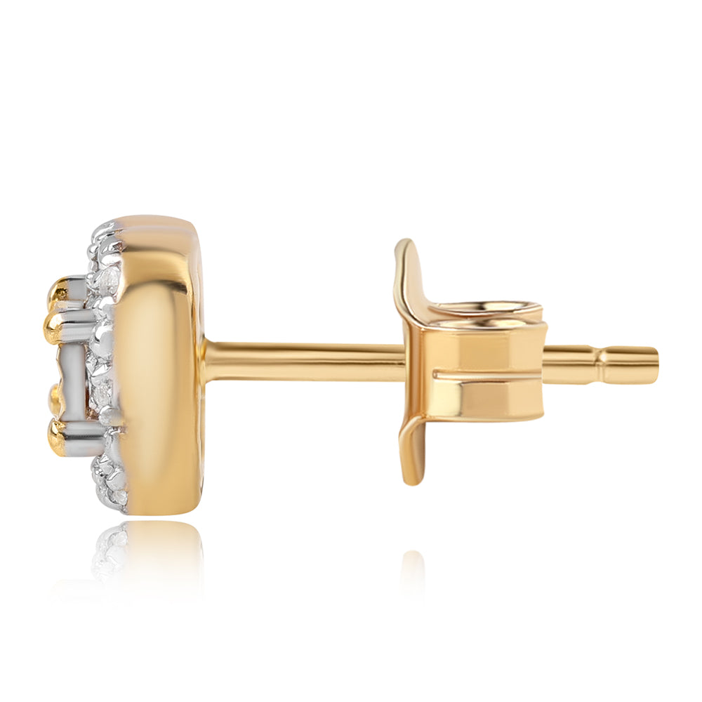 Set din Argint 925 Placat cu Aur ( 4.28 grame ) cu Diamant Albastru și Topaz Alb 0.17 Carate ( Cercei+Inel+Pandantiv )