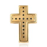Cruce Pandantiv din Argint 925 Placat cu Aur ( 1.21 grame ) cu Diamant Albastru și Diamant Alb 0.43 Carate
