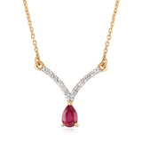 Colier din Argint 925 Placat cu Aur ( 2.83 grame ) cu Rubin Mozambic și Topaz Alb 0.82 Carate