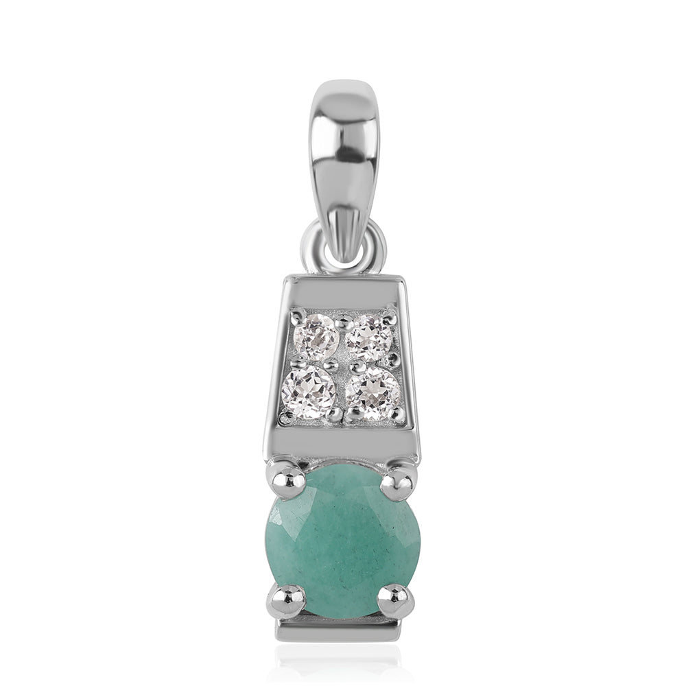 Pandantiv din Argint 925 ( 1.06 grame ) cu Smarald Brazilian și Topaz Alb 0.4 Carate