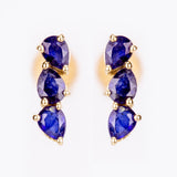 Cercei din Argint 925 Placat cu Aur ( 1.14 grame ) cu Safir Albastru Australian 1.53 Carate