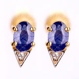 Cercei din Argint 925 Placat cu Aur ( 1.16 grame ) cu Safir Albastru Australian și Zircon Alb 1.28 Carate