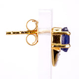Cercei din Argint 925 Placat cu Aur ( 1.16 grame ) cu Safir Albastru Australian și Zircon Alb 1.28 Carate