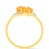 Inel din Argint 925 Placat cu Aur ( 1.26 grame ) cu Opal de Foc și Zircon Alb 0.38 Carate