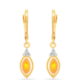 Cercei din Argint 925 Placat cu Aur ( 1.84 grame ) cu Opal de Foc și Zircon Alb 0.74 Carate