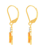Cercei din Argint 925 Placat cu Aur ( 1.84 grame ) cu Opal de Foc și Zircon Alb 0.74 Carate