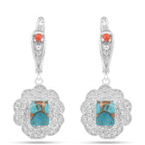 Cercei din Argint 925 ( 5.23 grame ) cu Turcoaz Oyster și Coral Roșu 3.93 Carate
