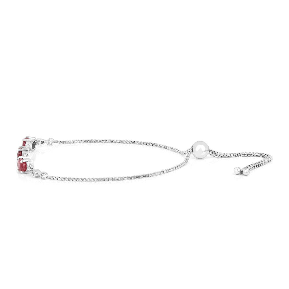 Brățară din Argint 925 ( 3.5 grame ) cu Rubin Thailandez și Zircon Alb 2.12 Carate